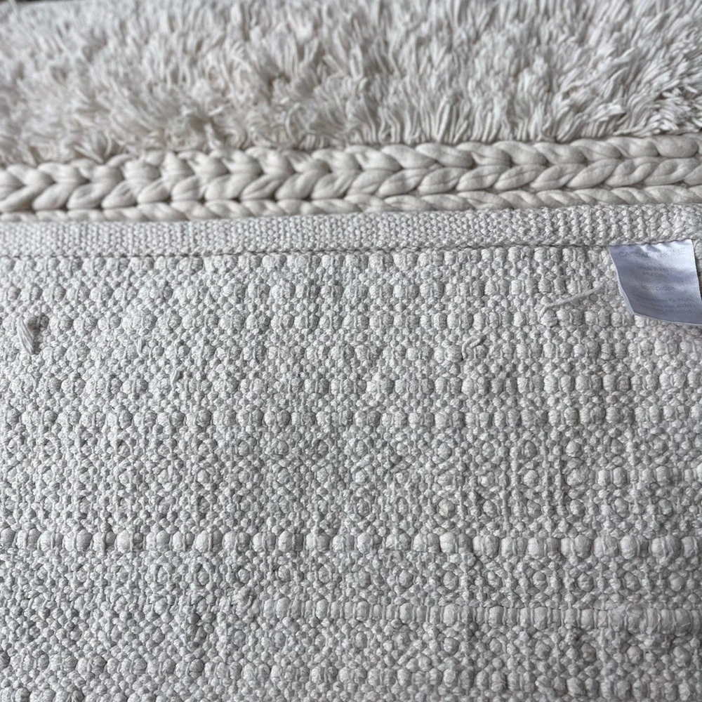 Cascada Home Luxurious White Jersey Stripe Accent Mat, 20x36, 100% cotton